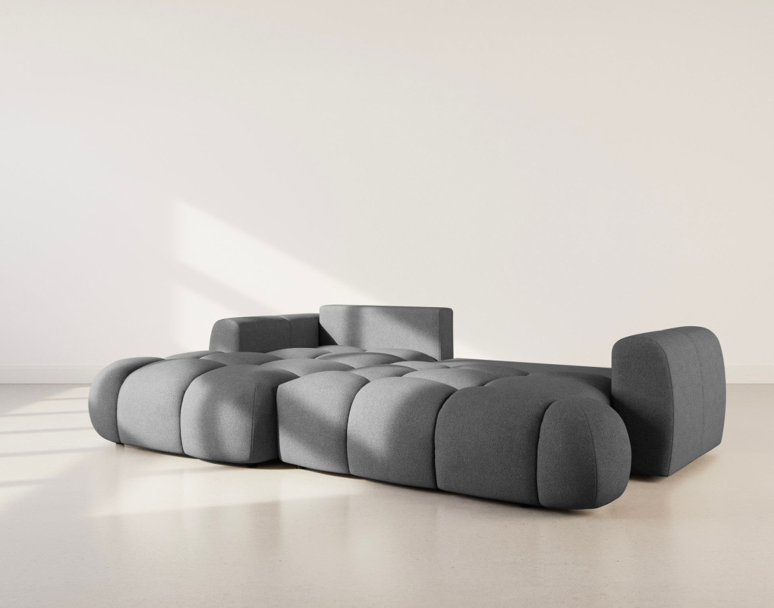 Canapé YULIN d'angle 4 places convertible en tissu bouclette - Best Mobilier