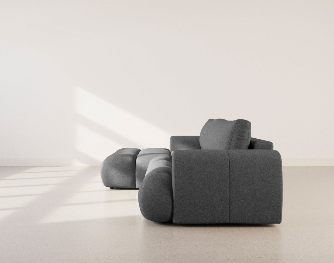 Canapé YULIN d'angle 4 places convertible en tissu bouclette - Best Mobilier