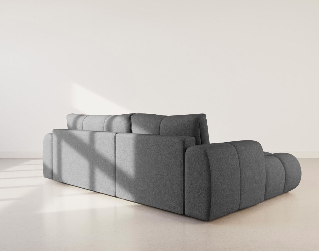 Canapé YULIN d'angle 4 places convertible en tissu bouclette - Best Mobilier