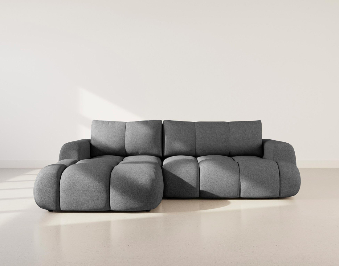 Canapé YULIN d'angle 4 places convertible en tissu bouclette - Best Mobilier