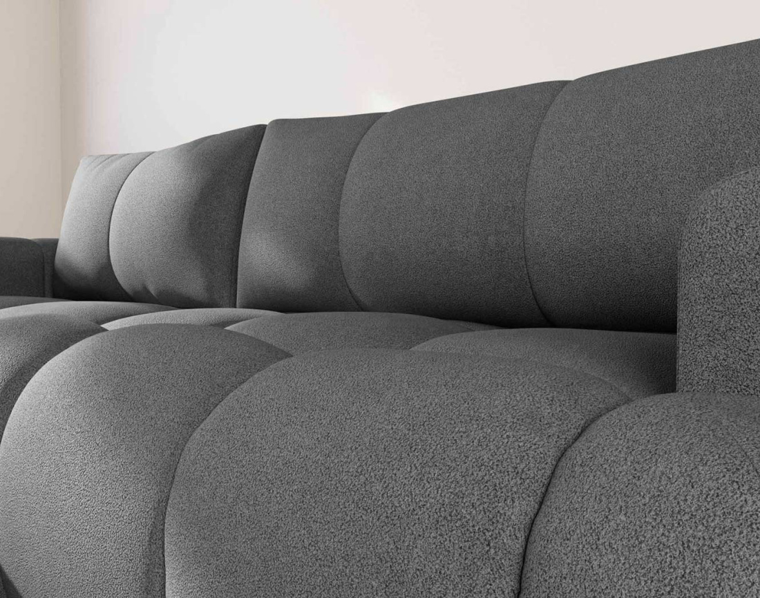 Canapé YULIN d'angle 4 places convertible en tissu bouclette - Best Mobilier