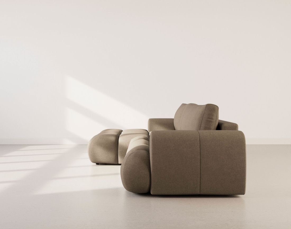 Canapé YULIN d'angle 4 places convertible en tissu bouclette - Best Mobilier