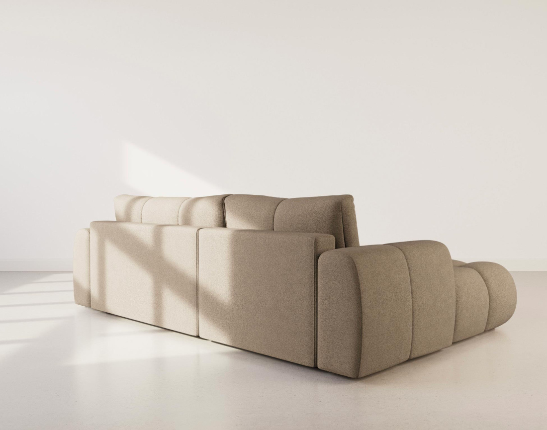 Canapé YULIN d'angle 4 places convertible en tissu bouclette - Best Mobilier