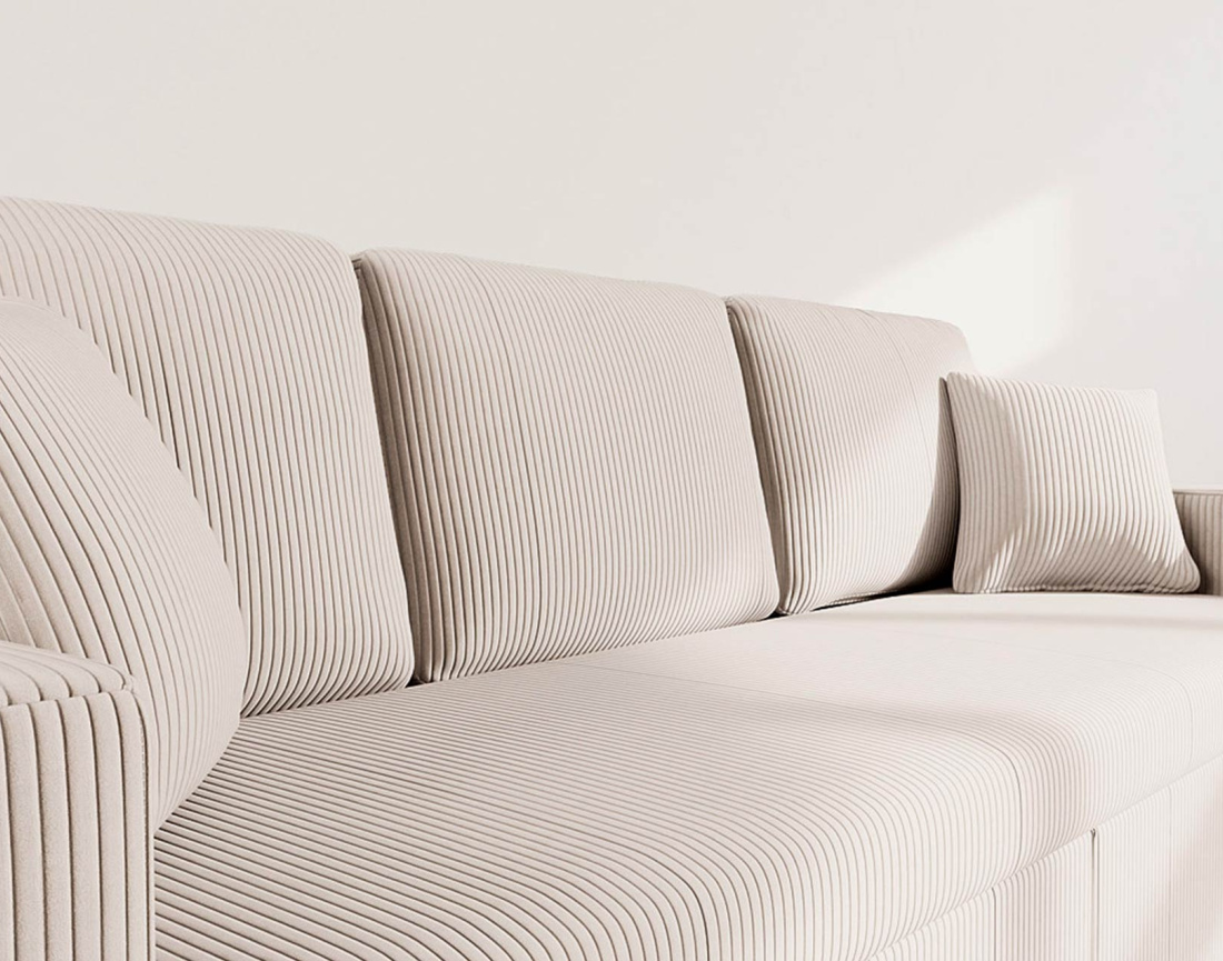 Canapé CYRUS droit 3 places convertible en velours côtelé - Best Mobilier