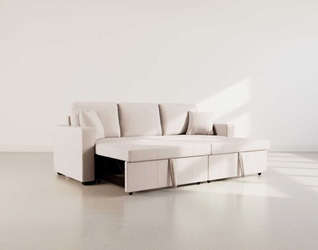 Canapé CYRUS droit 3 places convertible en velours côtelé - Best Mobilier