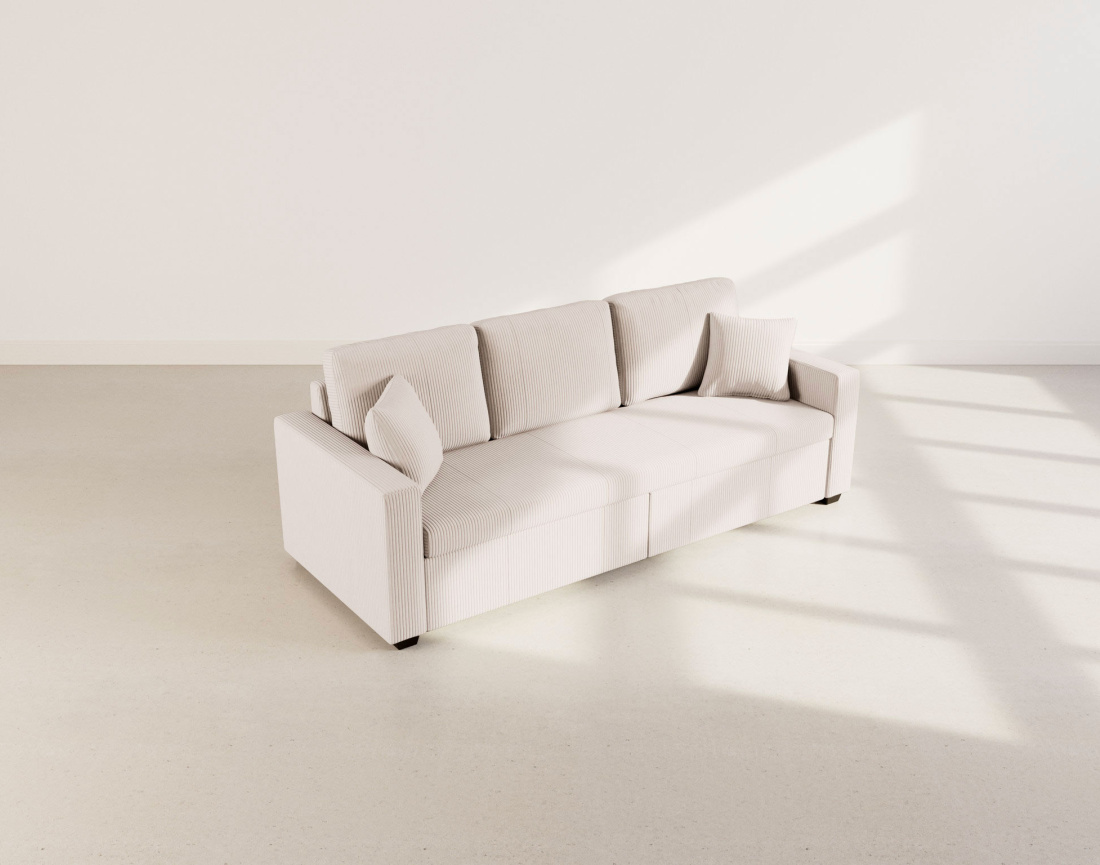 Canapé CYRUS droit 3 places convertible en velours côtelé - Best Mobilier