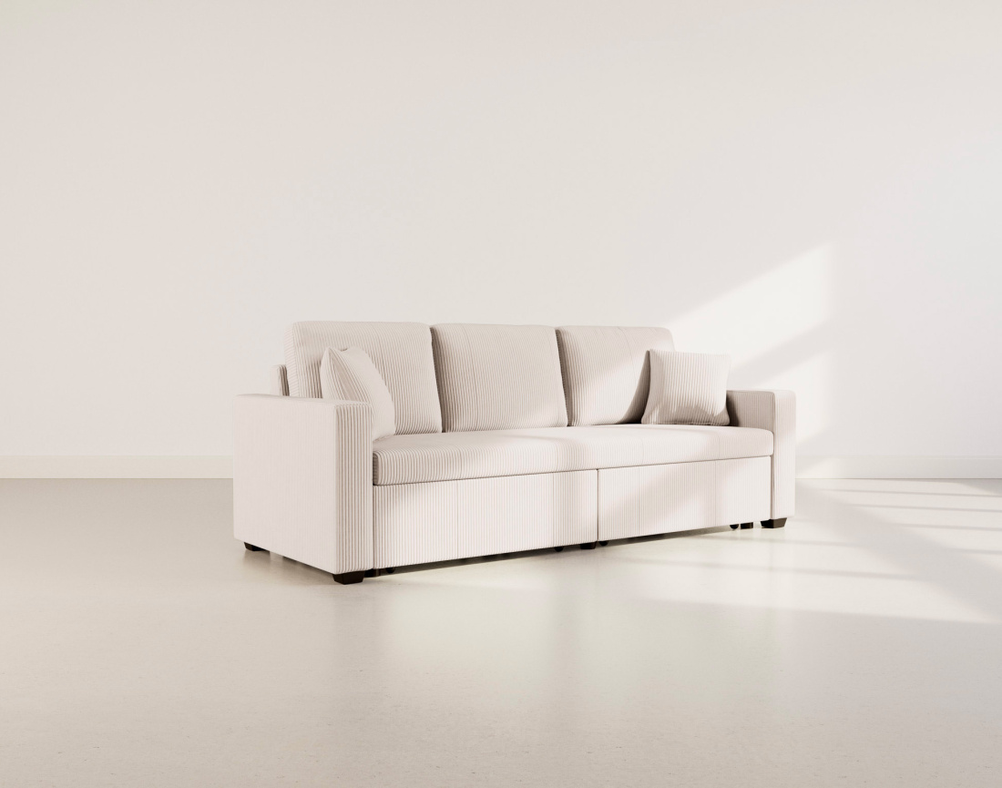 Canapé CYRUS droit 3 places convertible en velours côtelé - Best Mobilier