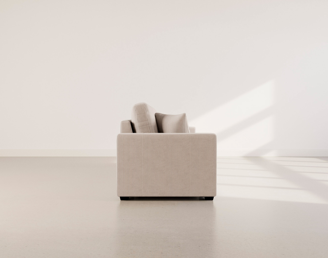 Canapé CYRUS droit 3 places convertible en velours côtelé - Best Mobilier