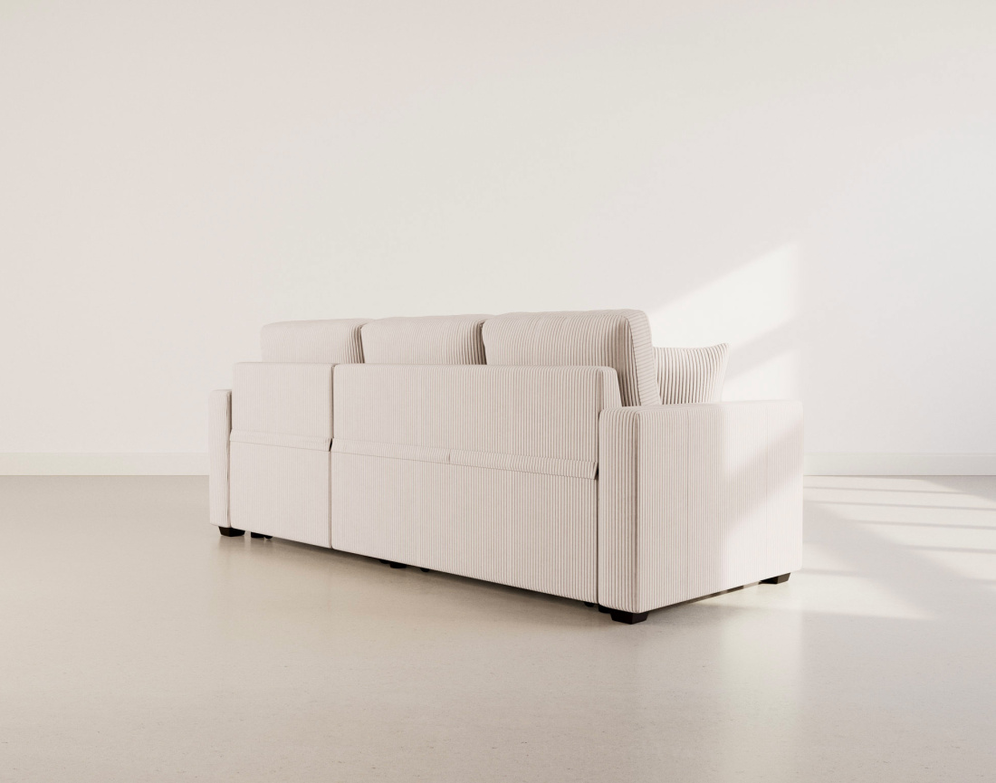 Canapé CYRUS droit 3 places convertible en velours côtelé - Best Mobilier