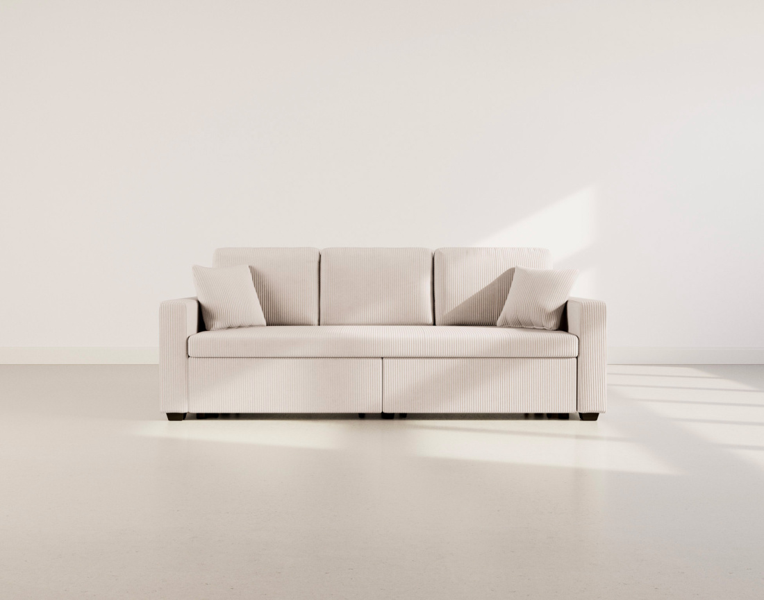 Canapé CYRUS droit 3 places convertible en velours côtelé - Best Mobilier