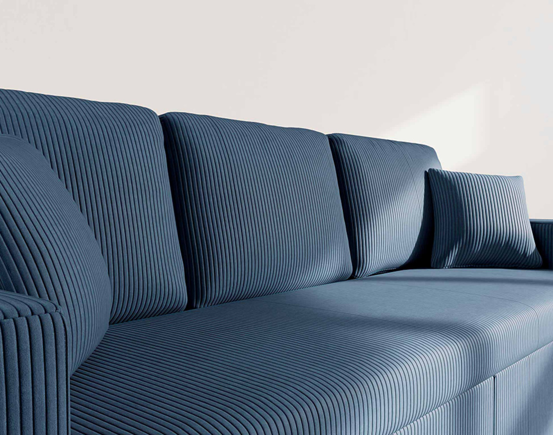 Canapé CYRUS droit 3 places convertible en velours côtelé - Best Mobilier