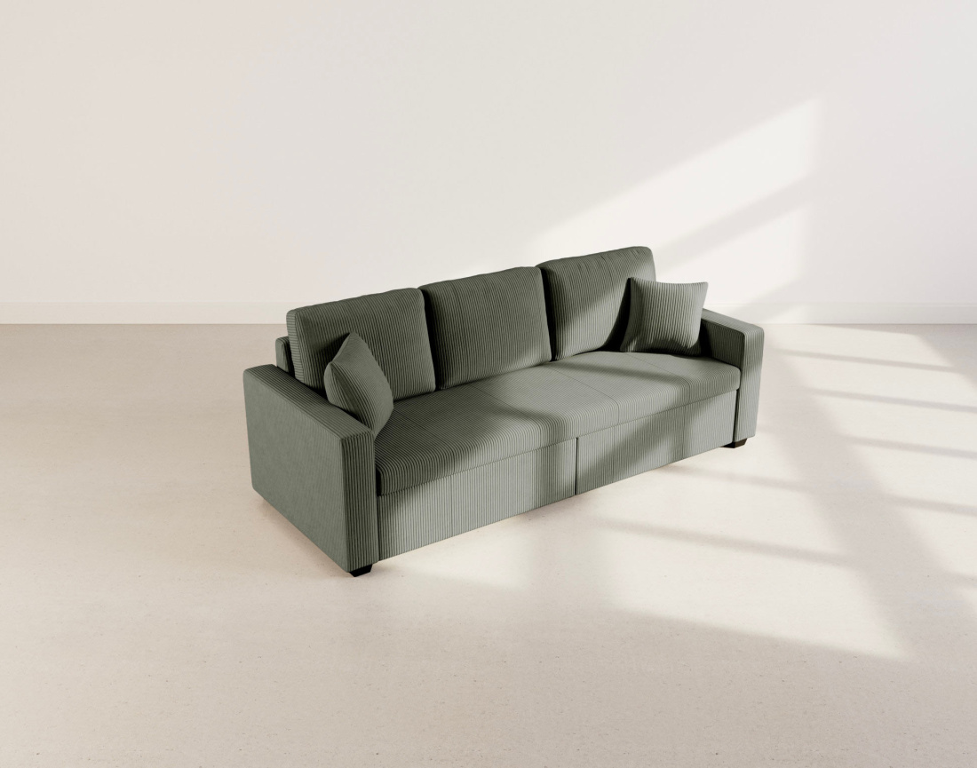 Canapé CYRUS droit 3 places convertible en velours côtelé - Best Mobilier