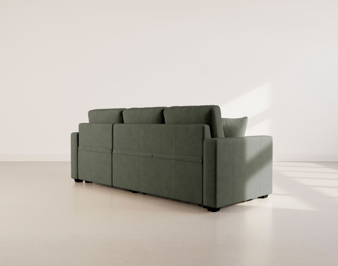 Canapé CYRUS droit 3 places convertible en velours côtelé - Best Mobilier