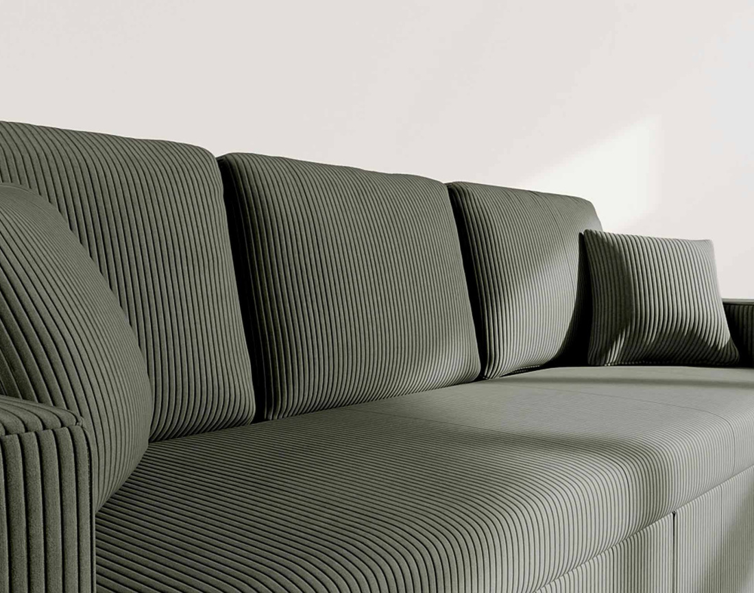 Canapé CYRUS droit 3 places convertible en velours côtelé - Best Mobilier