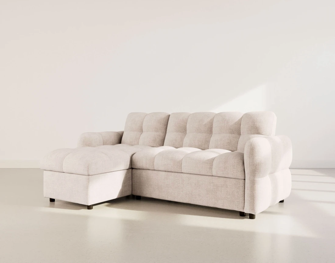 Canapé OCTAVE d'angle réversible 4 places convertible avec coffre en velours texturé | Best Mobilier