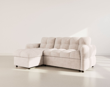 Canapé OCTAVE d'angle réversible 4 places convertible avec coffre en velours texturé | Best Mobilier