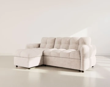 Canapé OCTAVE d'angle réversible 4 places convertible avec coffre en velours texturé | Best Mobilier