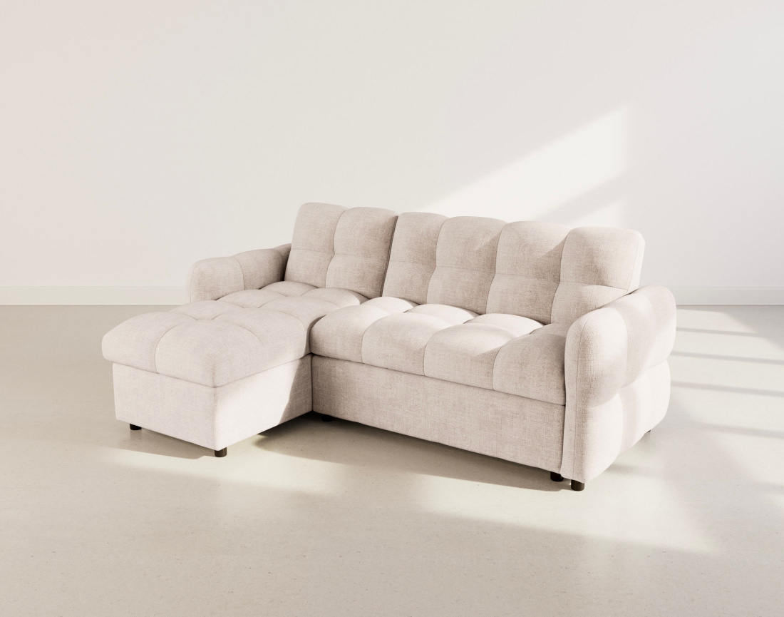 Canapé d'angle réversible 4 places convertible avec coffre en velours texturé Octave