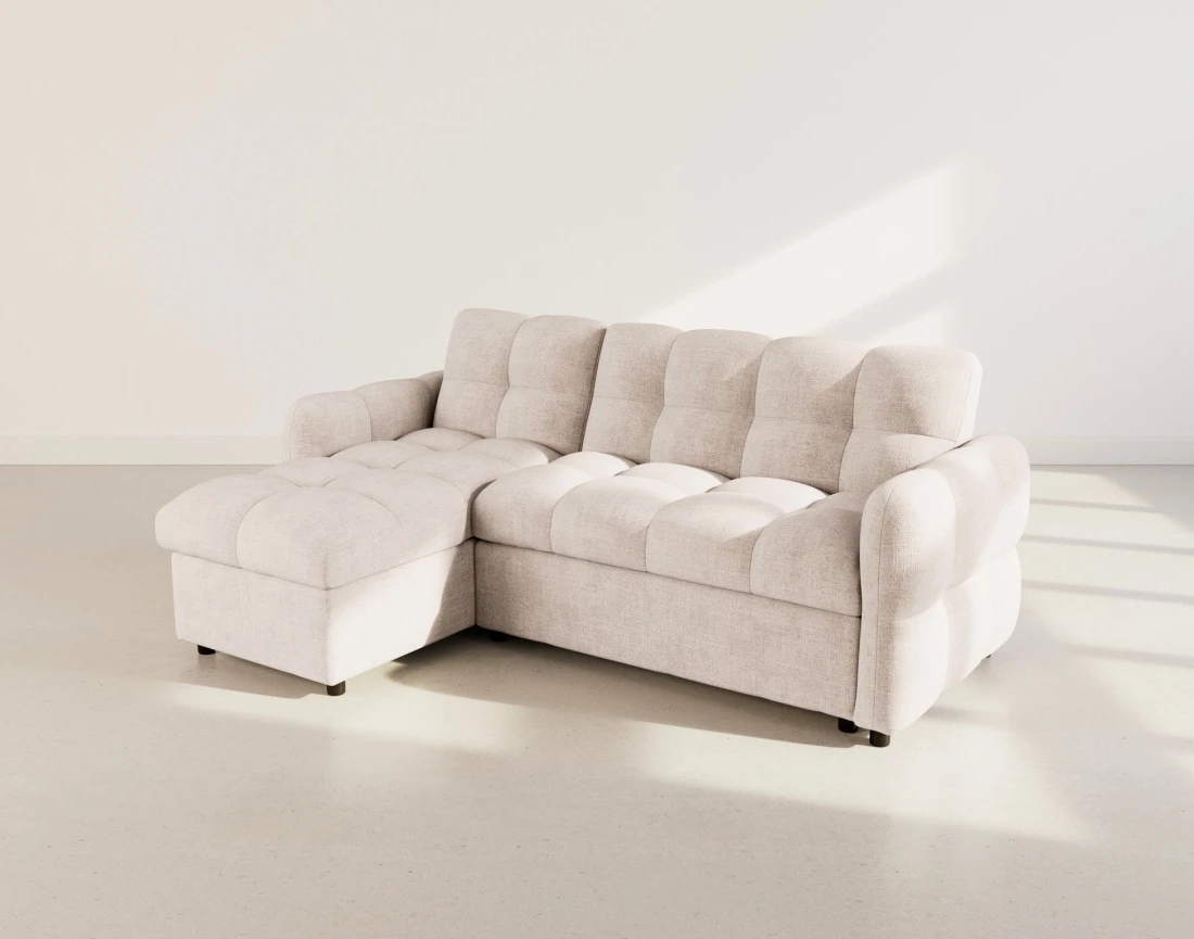 Canapé OCTAVE d'angle réversible 4 places convertible avec coffre en velours texturé | Best Mobilier