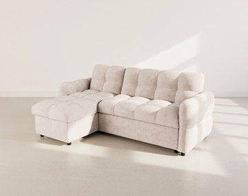 Canapé OCTAVE d'angle réversible 4 places convertible avec coffre en velours texturé | Best Mobilier