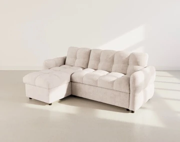 Canapé OCTAVE d'angle réversible 4 places convertible avec coffre en velours texturé | Best Mobilier