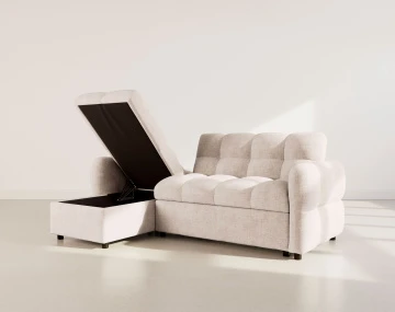 Canapé OCTAVE d'angle réversible 4 places convertible avec coffre en velours texturé | Best Mobilier