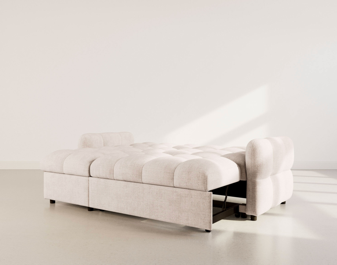 Canapé d'angle réversible 4 places convertible avec coffre en velours texturé Octave