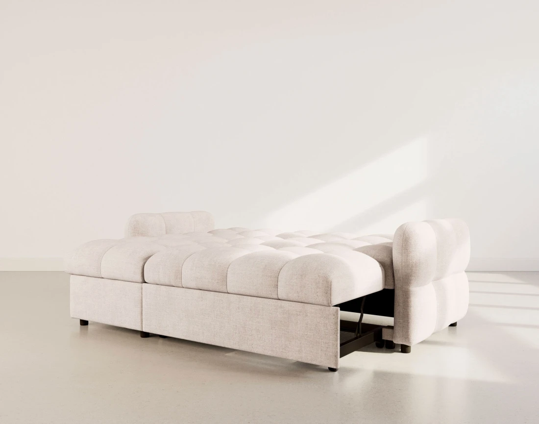 Canapé OCTAVE d'angle réversible 4 places convertible avec coffre en velours texturé | Best Mobilier