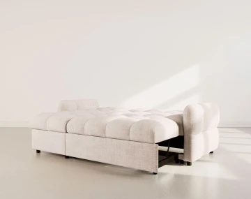 Canapé OCTAVE d'angle réversible 4 places convertible avec coffre en velours texturé | Best Mobilier