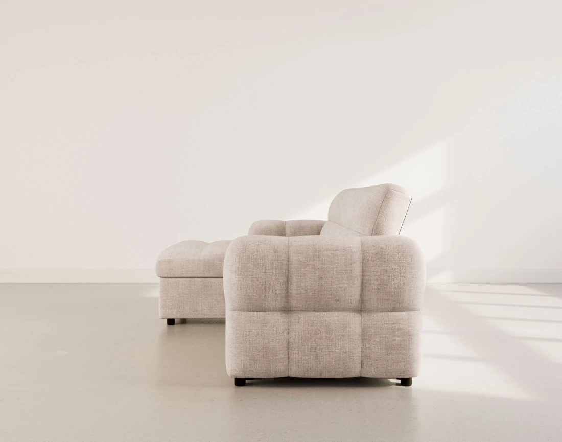 Canapé OCTAVE d'angle réversible 4 places convertible avec coffre en velours texturé | Best Mobilier