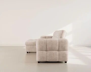 Canapé OCTAVE d'angle réversible 4 places convertible avec coffre en velours texturé | Best Mobilier