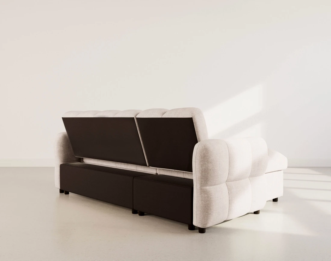 Canapé OCTAVE d'angle réversible 4 places convertible avec coffre en velours texturé | Best Mobilier