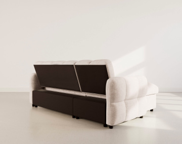 Canapé OCTAVE d'angle réversible 4 places convertible avec coffre en velours texturé | Best Mobilier