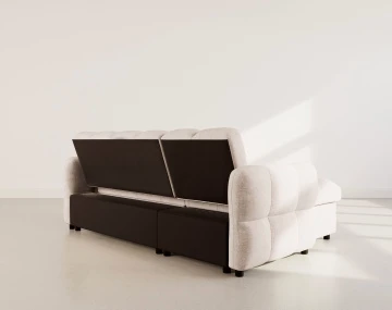 Canapé OCTAVE d'angle réversible 4 places convertible avec coffre en velours texturé | Best Mobilier