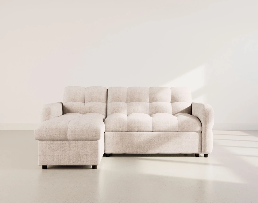 Canapé OCTAVE d'angle réversible 4 places convertible avec coffre en velours texturé | Best Mobilier