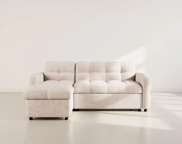 Canapé OCTAVE d'angle réversible 4 places convertible avec coffre en velours texturé | Best Mobilier
