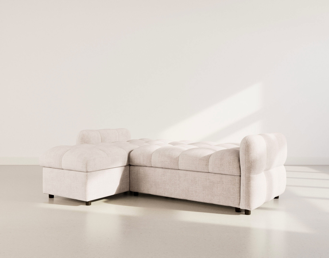 Canapé d'angle réversible 4 places convertible avec coffre en velours texturé Octave