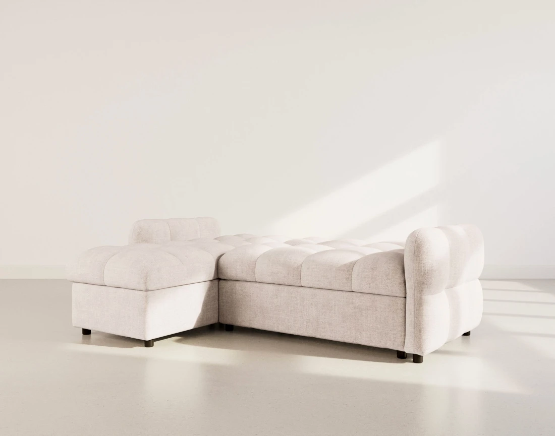 Canapé OCTAVE d'angle réversible 4 places convertible avec coffre en velours texturé | Best Mobilier