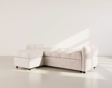 Canapé OCTAVE d'angle réversible 4 places convertible avec coffre en velours texturé | Best Mobilier