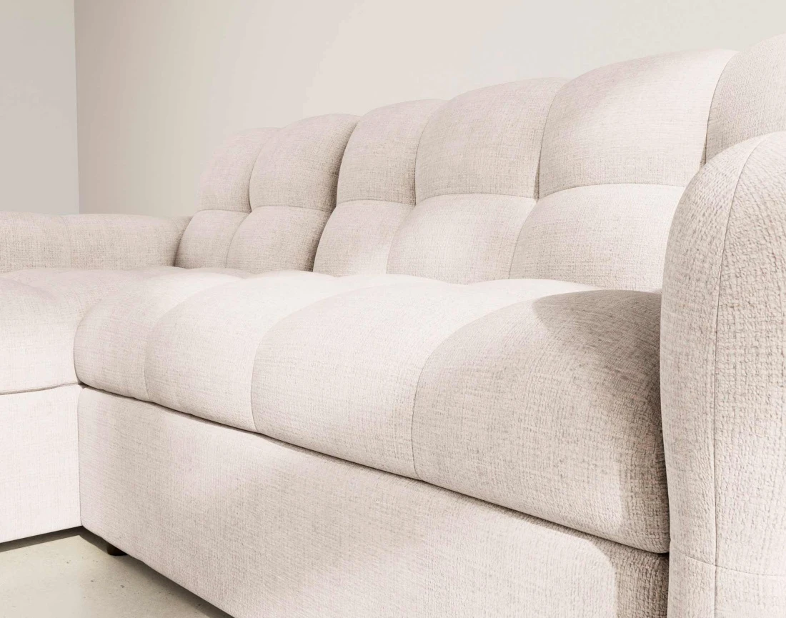 Canapé OCTAVE d'angle réversible 4 places convertible avec coffre en velours texturé | Best Mobilier