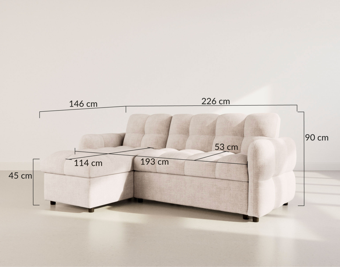 Canapé d'angle réversible 4 places convertible avec coffre en velours texturé Octave