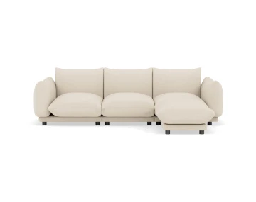 Canapé modulable d'angle réversible 4 places en velours texturé Jeanne