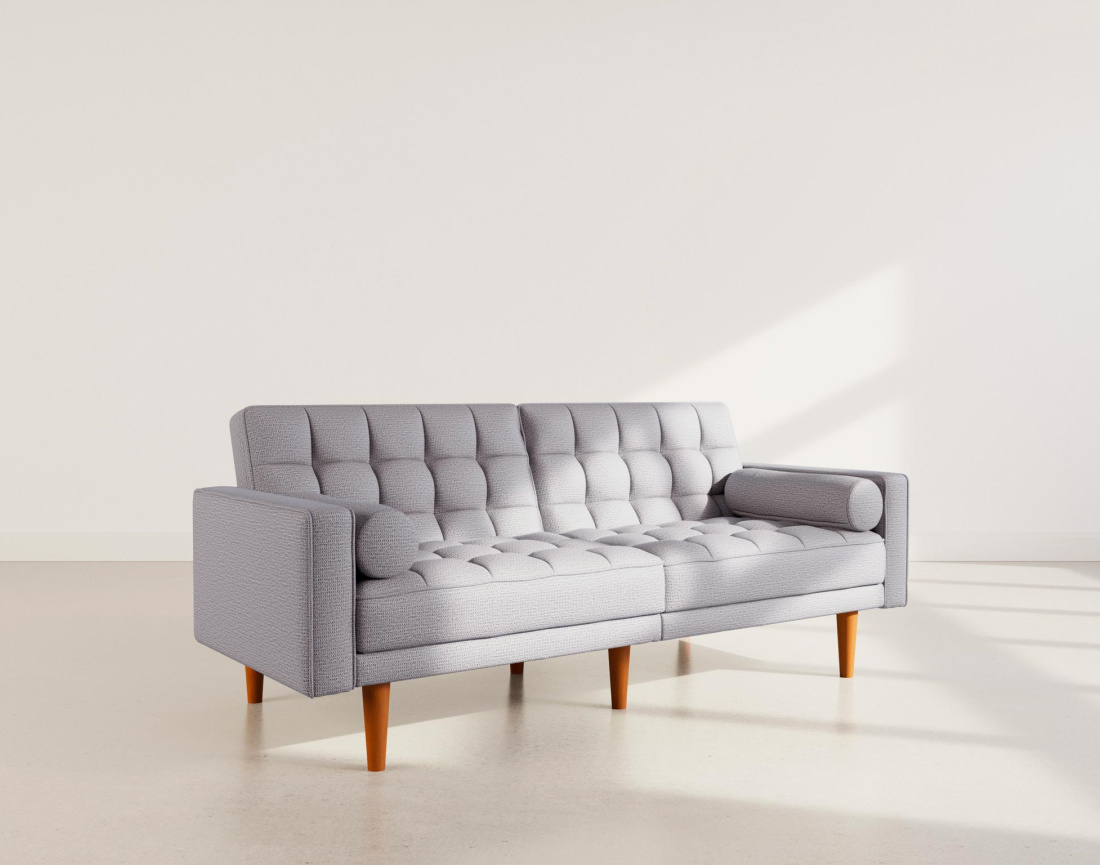 Thumbnail video of the produit Suzanne - Banquette 2 places convertible clic-clac en tissu texturé