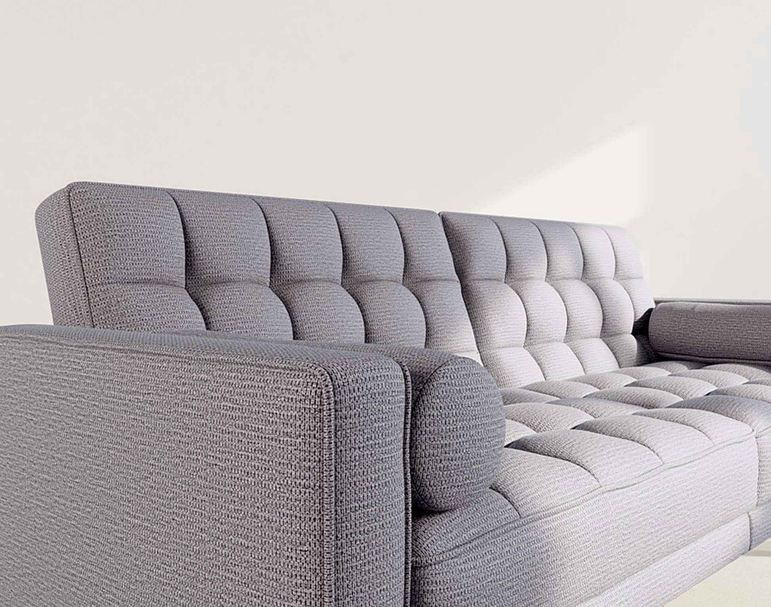 Banquette 2 places convertible clic-clac en tissu texturé Suzanne