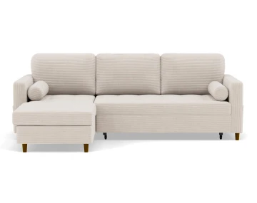 Canapé MARCEAU d'angle réversible 4 places convertible avec coffre en velours côtelé | Best Mobilier