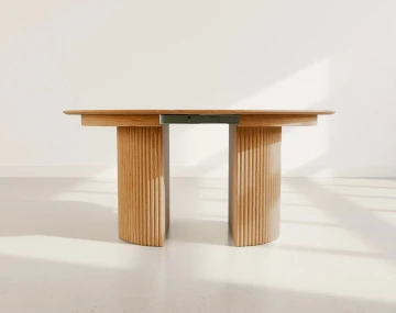 Table à manger ronde extensible avec 2 coffres de rangement effet bois 4 à 8 personnes Freya
