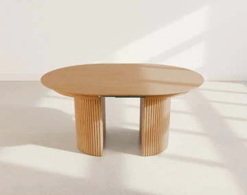 Table à manger ronde extensible avec 2 coffres de rangement effet bois 4 à 8 personnes Freya