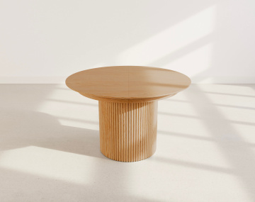 Table à manger ronde extensible avec 2 coffres de rangement effet bois 4 à 8 personnes Freya