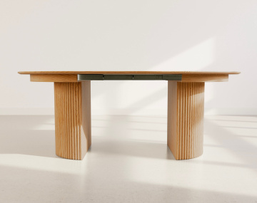 Table à manger ronde extensible avec 2 coffres de rangement effet bois 4 à 8 personnes Freya