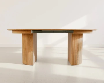 Table à manger ronde extensible avec 2 coffres de rangement effet bois 4 à 8 personnes Freya